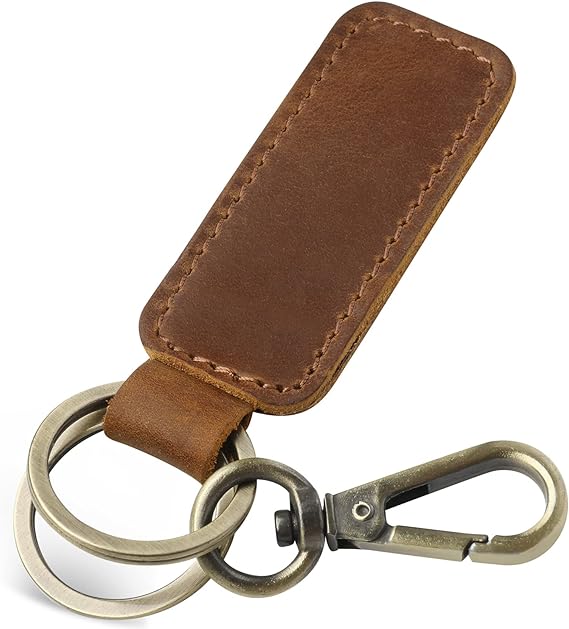 Jack&Chris JC306 – Genuine Leather Car Keychain, Universal Leather Key Holder for Men and Women, JC306