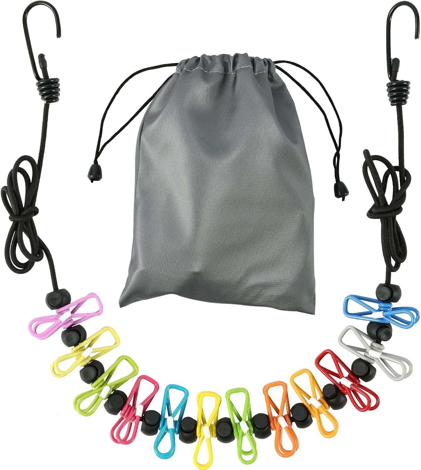 Portable Retractable Travel Clothesline with 12 Clothespins, Laundry Drying Line for Underwear, Outdoor Camping Accessories